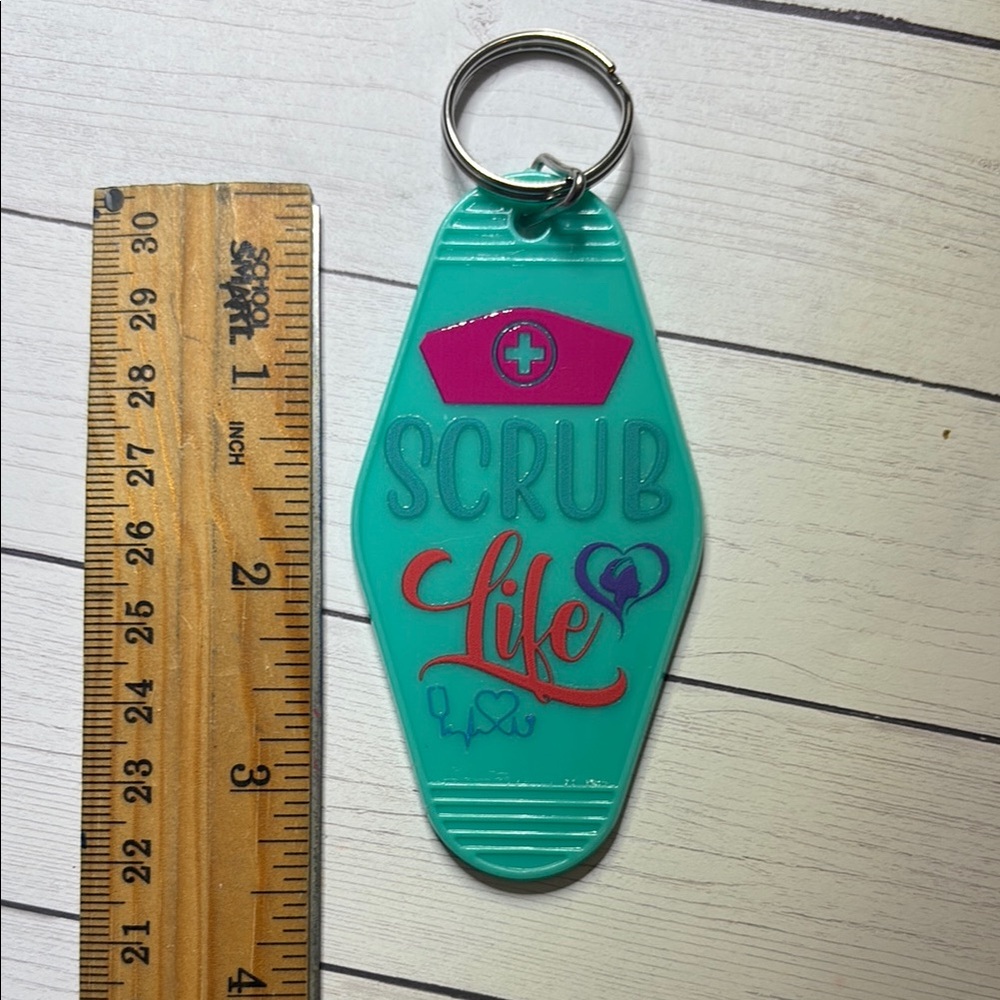 Teal 'Scrub Life' Keychain